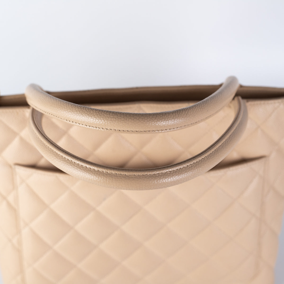 Chanel Quilted Caviar Madelion Tote Beige