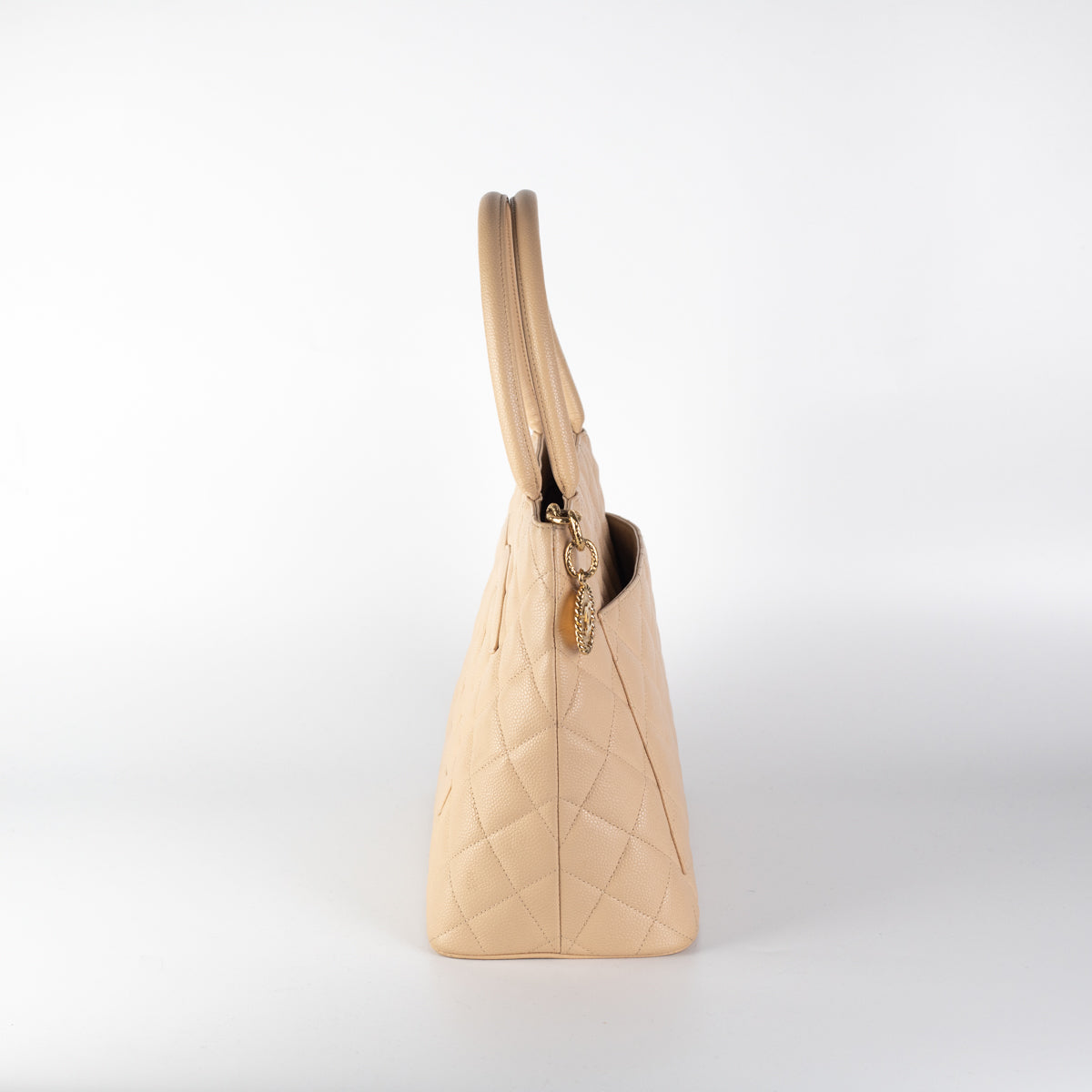 Chanel Quilted Caviar Madelion Tote Beige