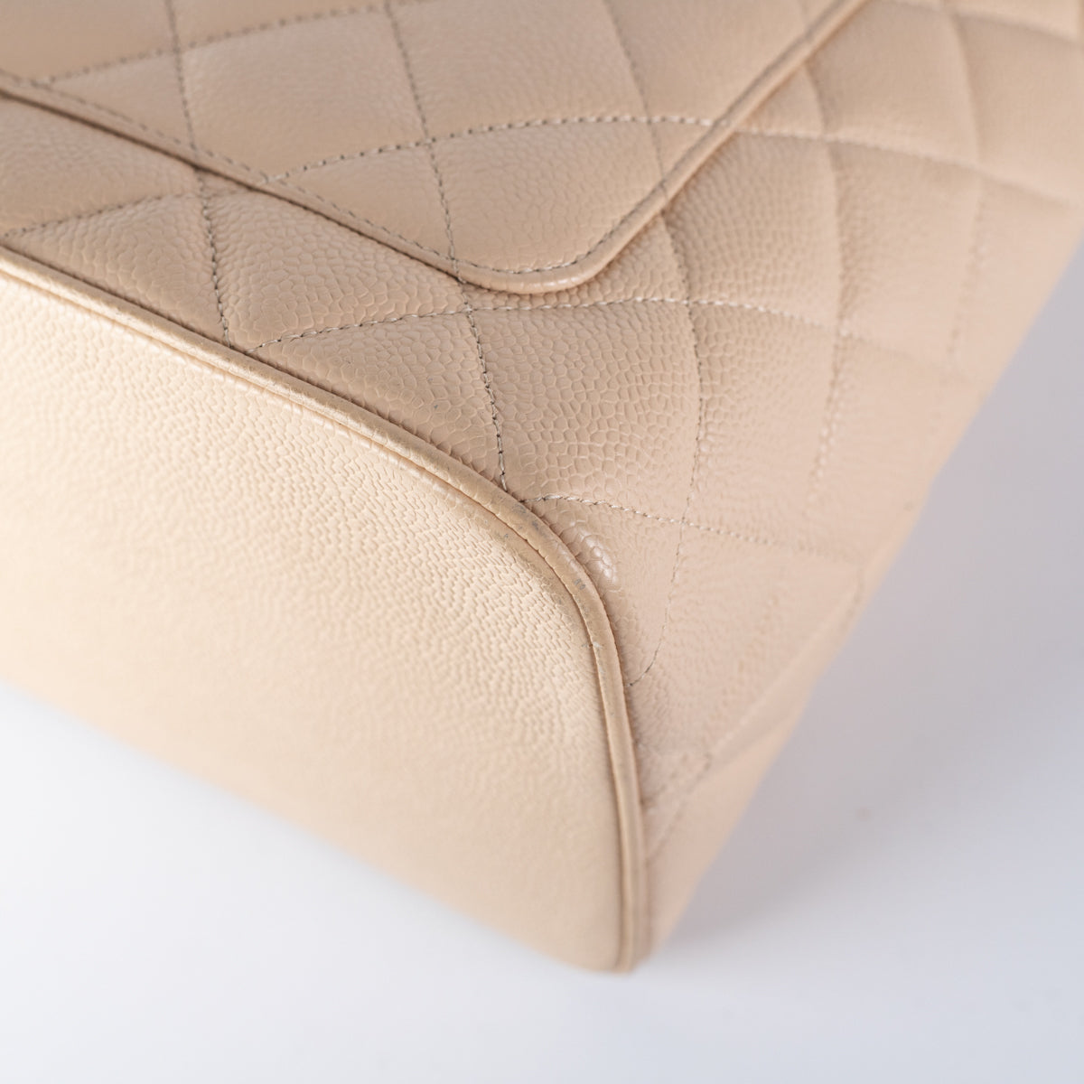 Chanel Quilted Caviar Madelion Tote Beige