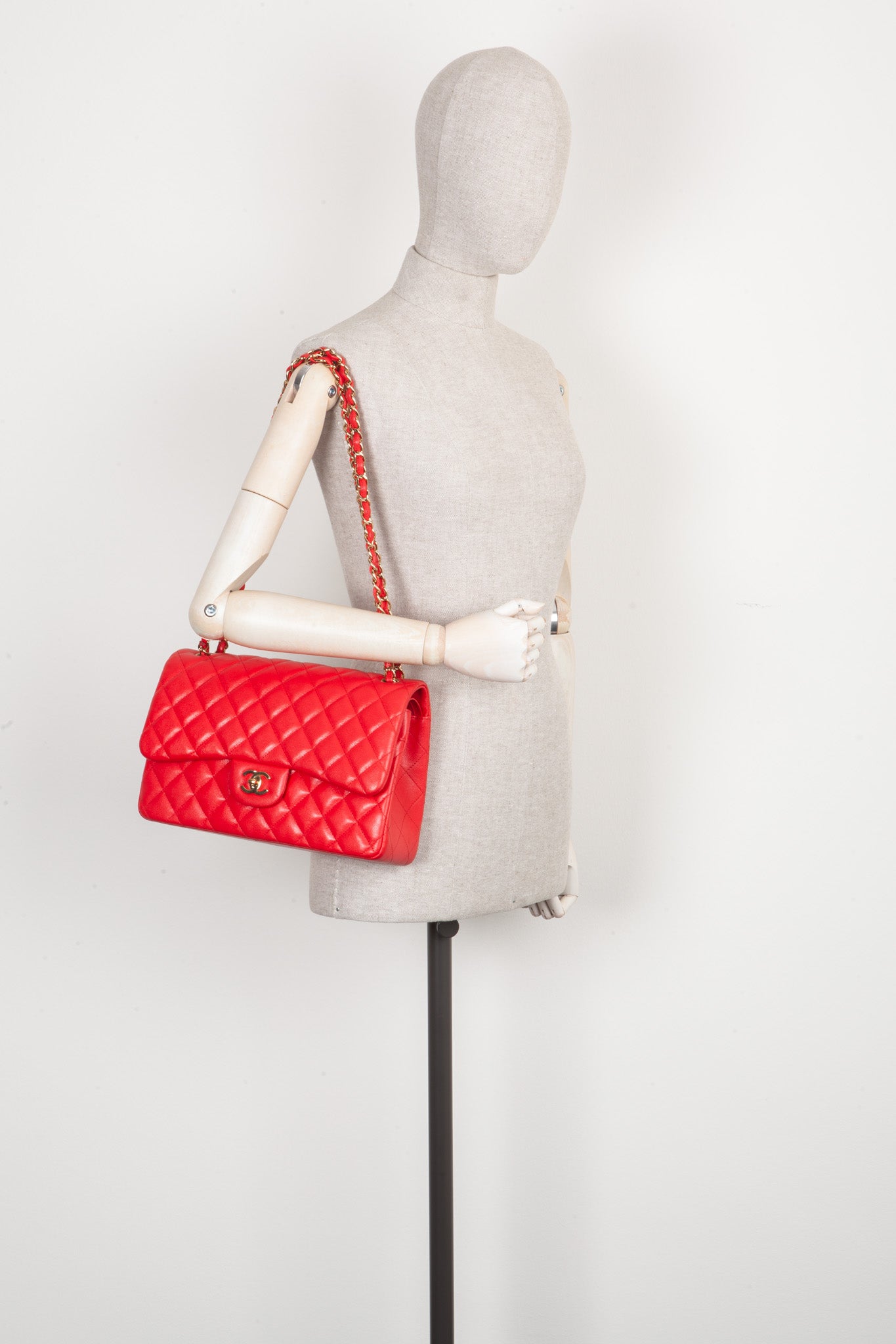 CHANEL Double Flap Bag Large Caviar Berry
