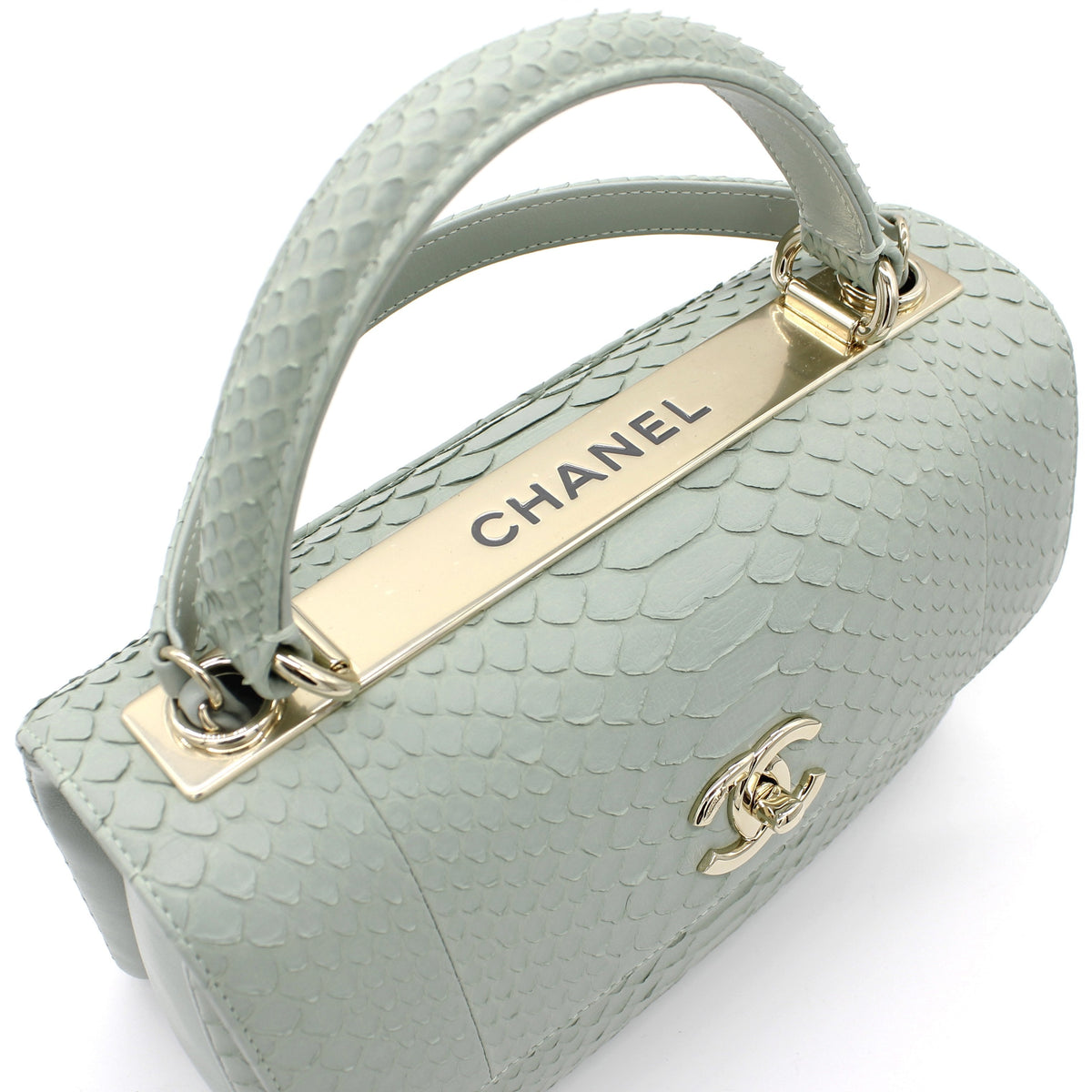 Chanel Snack skin Small Trendy CC Flap Dual Handle Bag Light Green