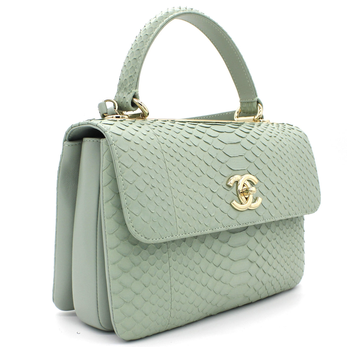 Chanel Snack skin Small Trendy CC Flap Dual Handle Bag Light Green