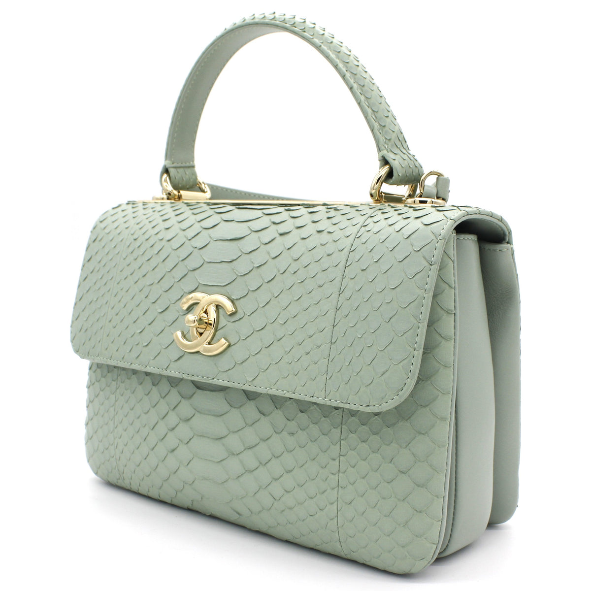 Chanel Snack skin Small Trendy CC Flap Dual Handle Bag Light Green