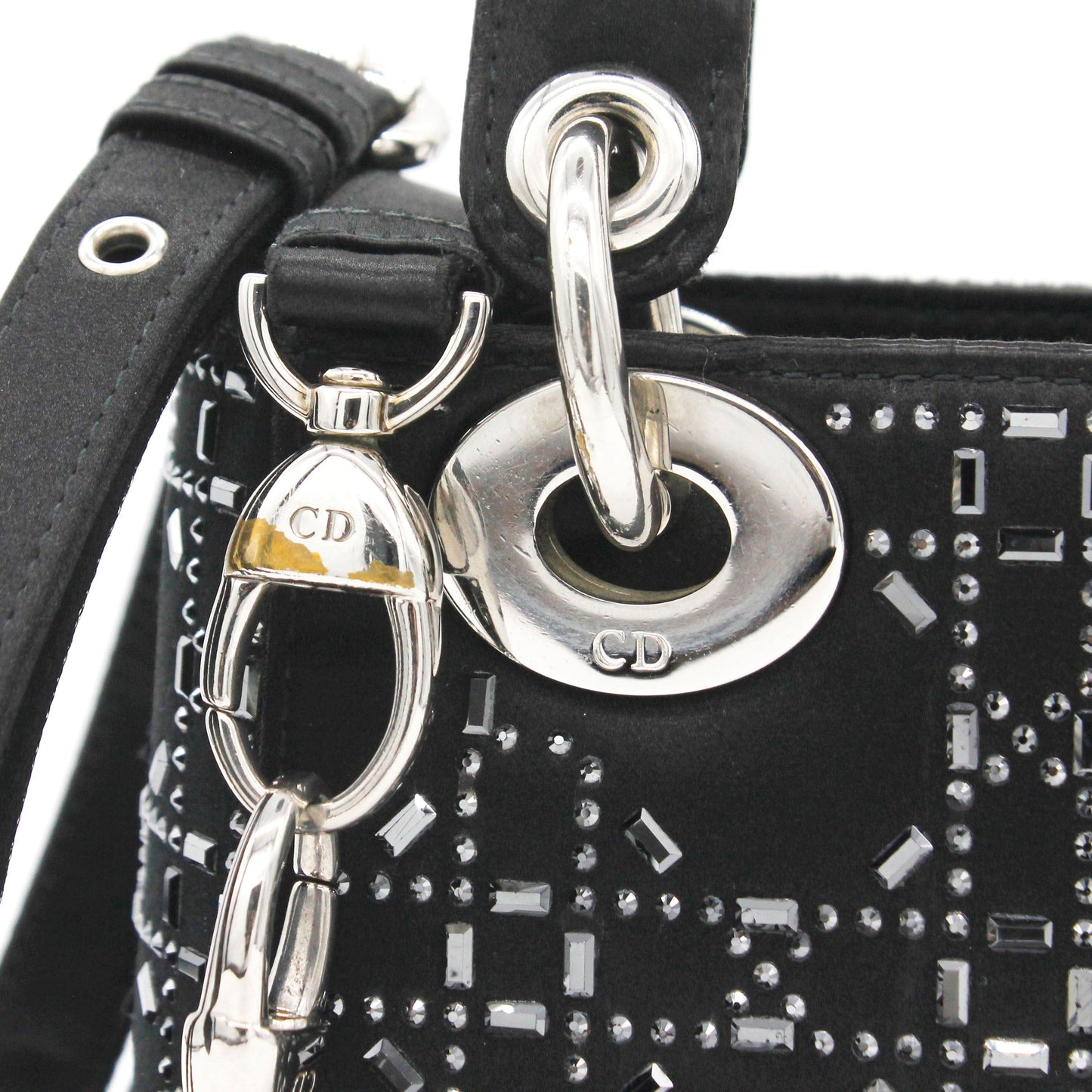 Dior Satin Crystal Cannage Mini Lady Dior Black