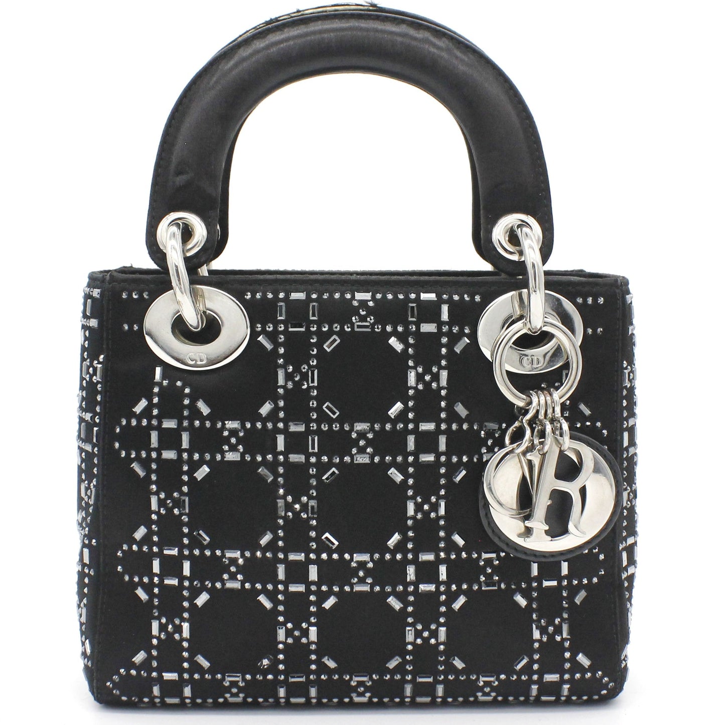 Dior Satin Crystal Cannage Mini Lady Dior Black