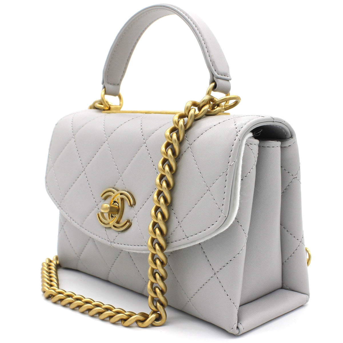 Chanel Quilted Lambskin Top Handle Flap Bag