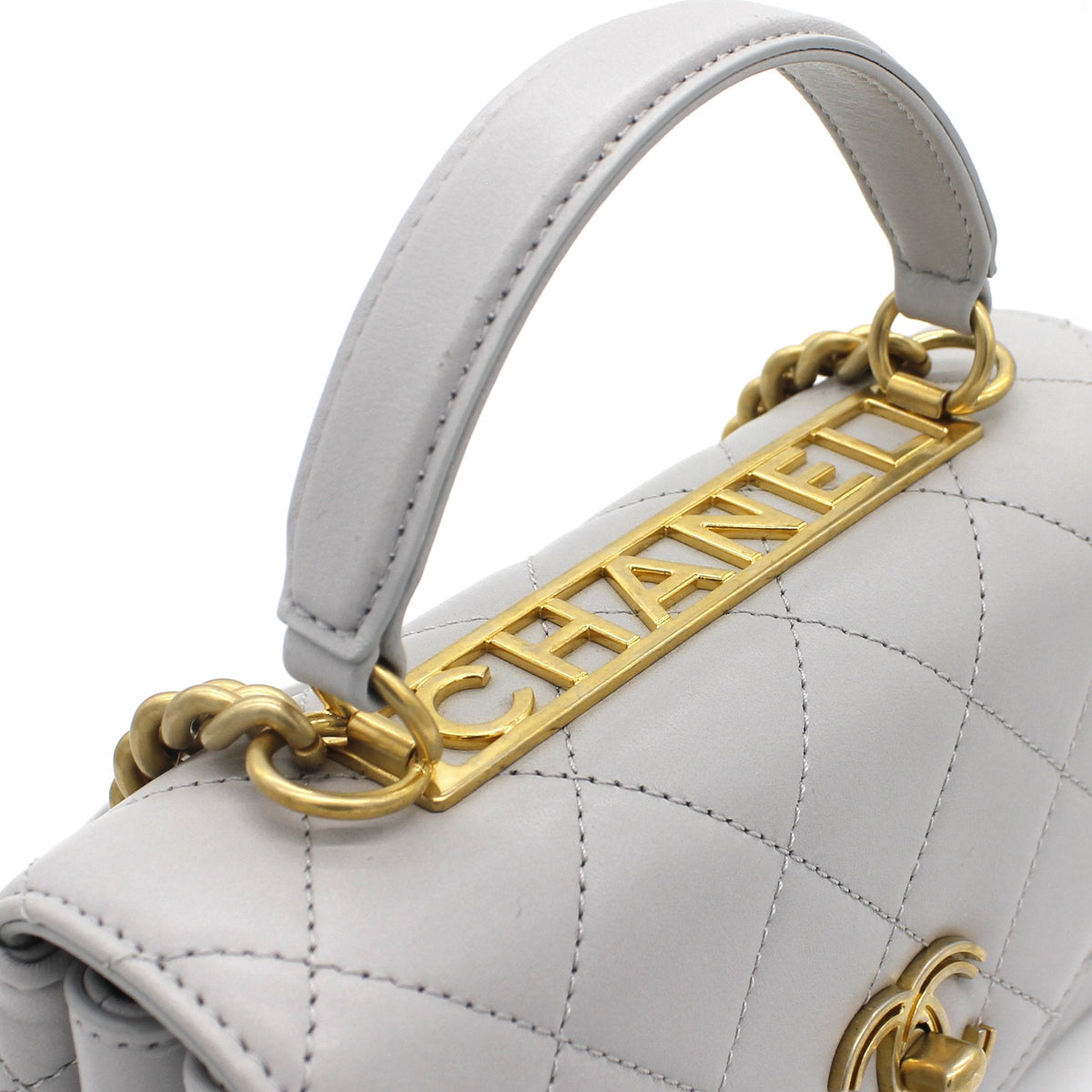 Chanel Quilted Lambskin Top Handle Flap Bag