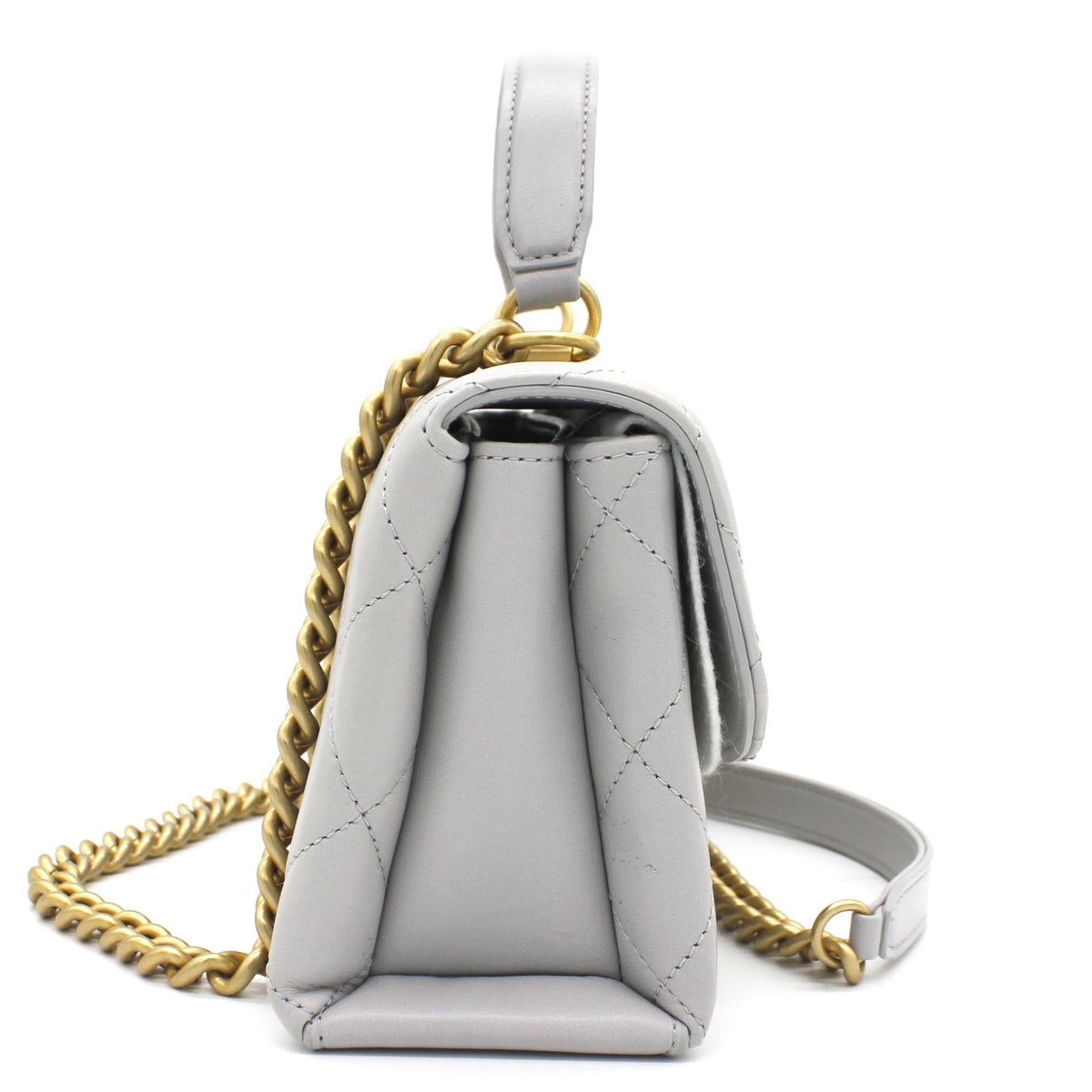 Chanel Quilted Lambskin Top Handle Flap Bag