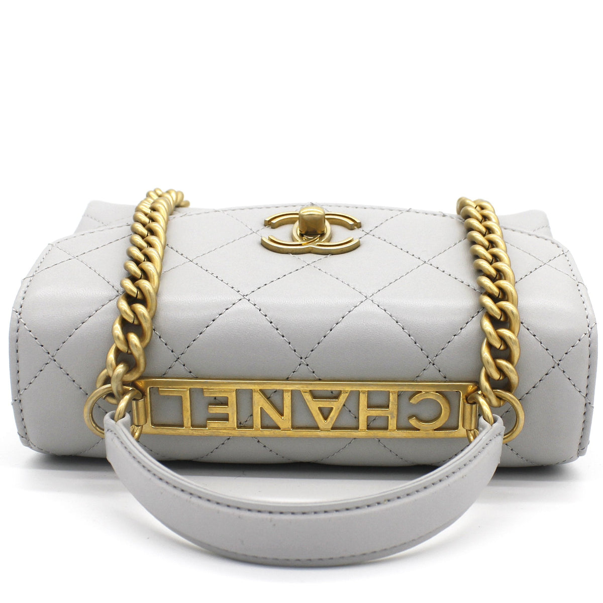 Chanel Quilted Lambskin Top Handle Flap Bag