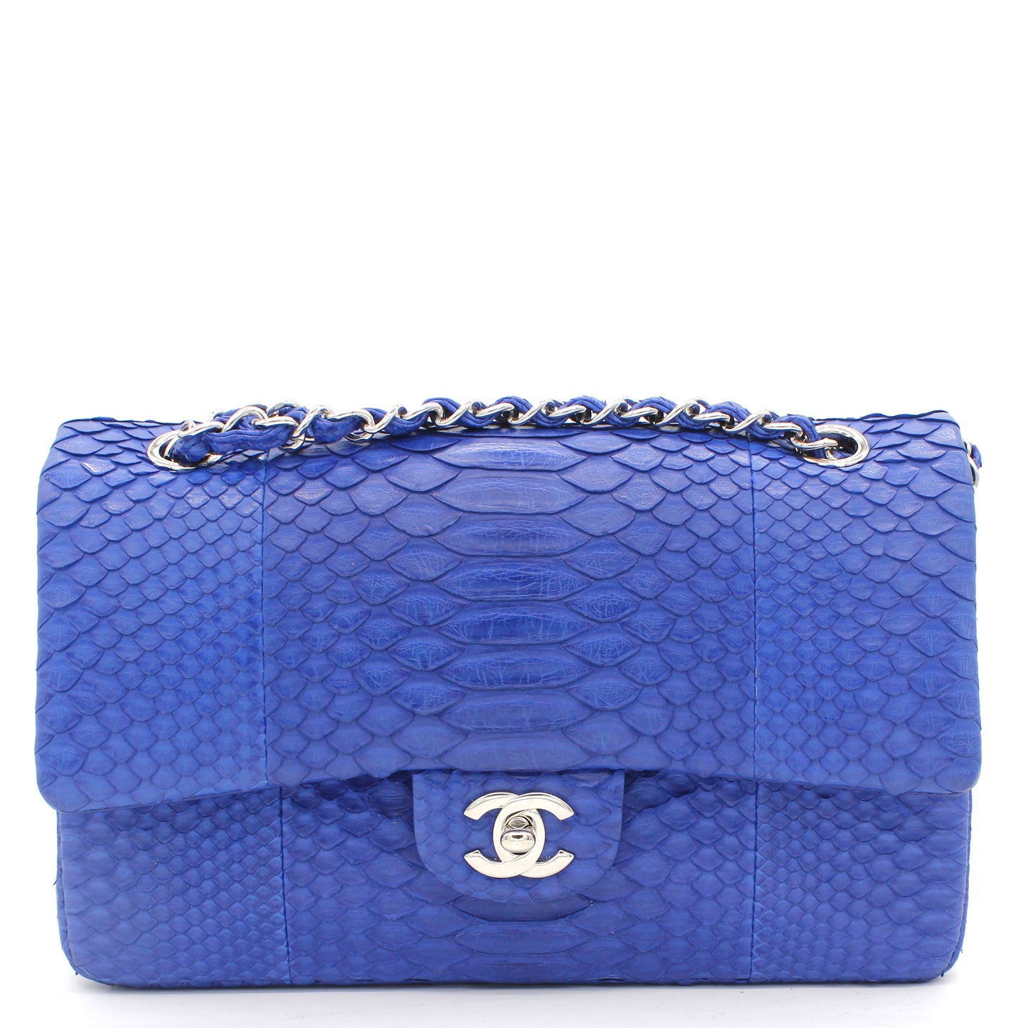 Chanel Blue Snack Leather Classic Double Flap Bag
