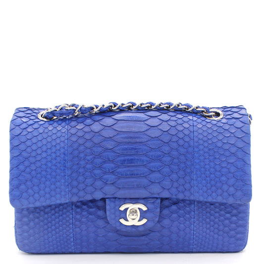 Chanel Blue Snack Leather Classic Double Flap Bag