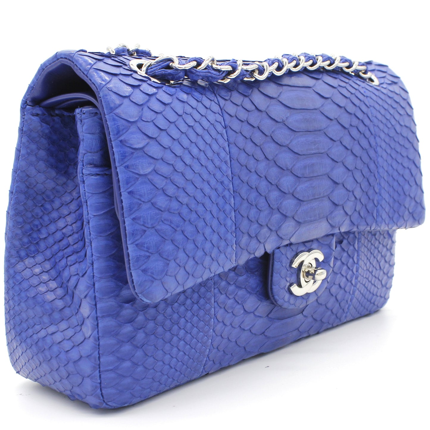 Chanel Blue Snack Leather Classic Double Flap Bag
