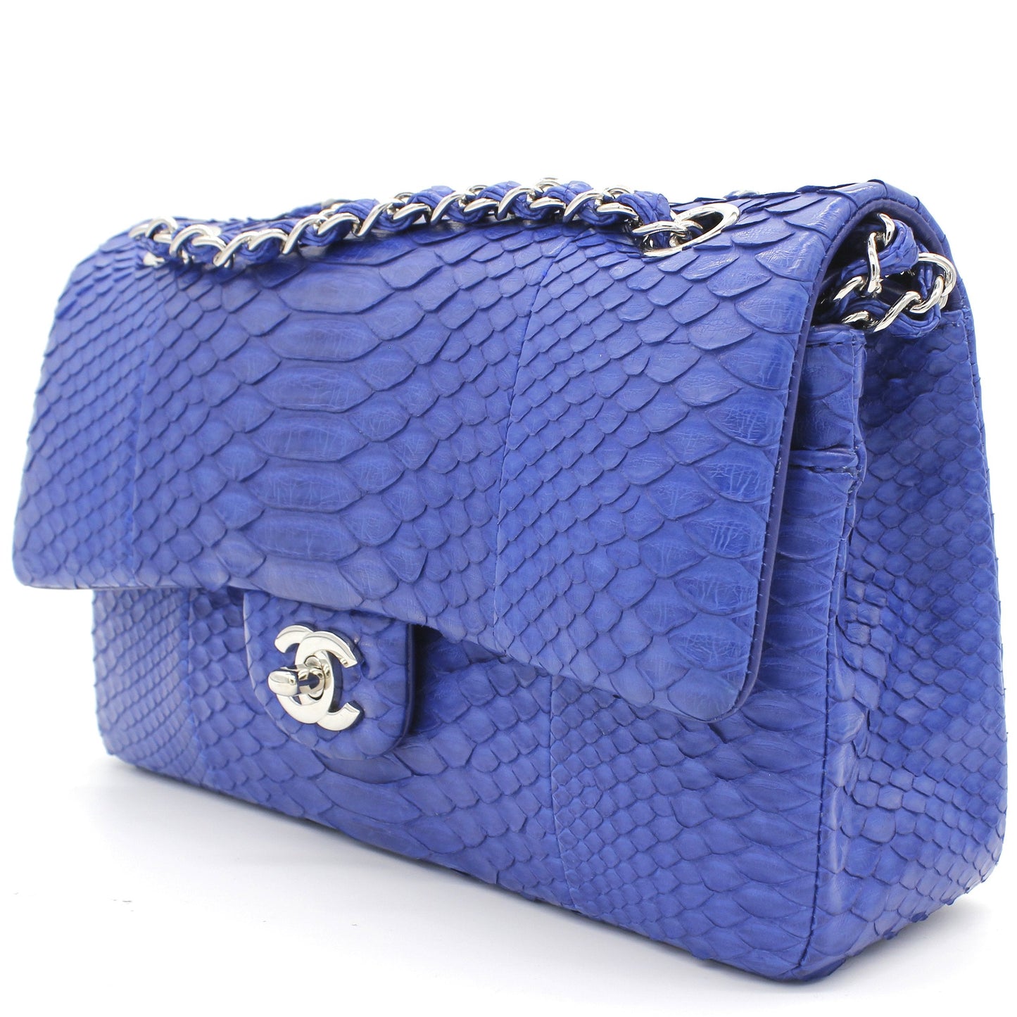 Chanel Blue Snack Leather Classic Double Flap Bag