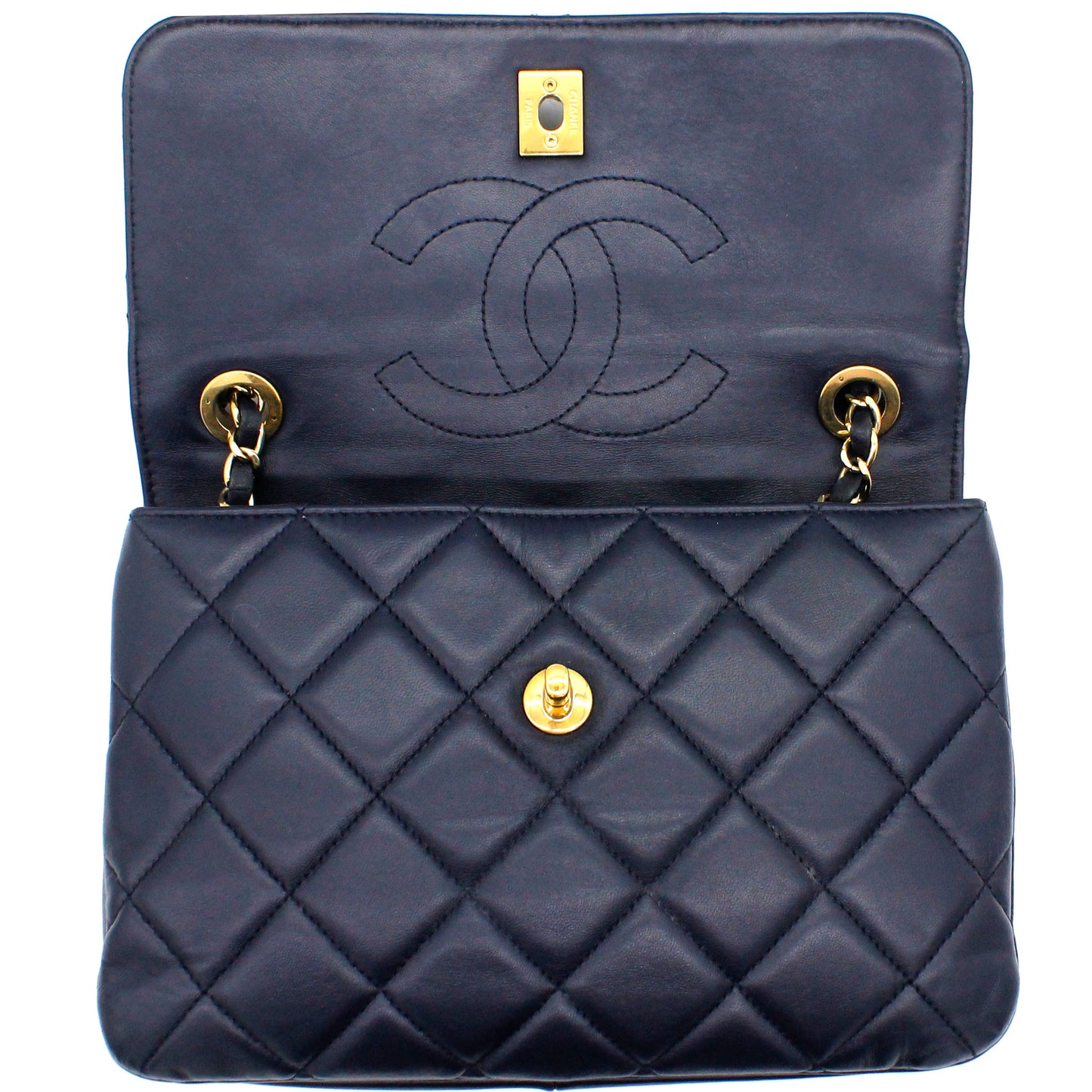 Chanel Navy Blue Quilted Leather Small Trendy CC Flap Shoulder Bag