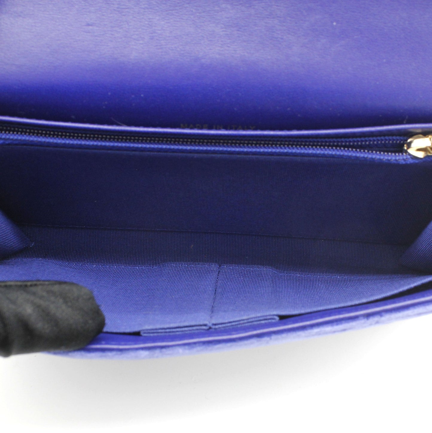 Chanel Velvet Quilted Wallet on Removable Chain Navy