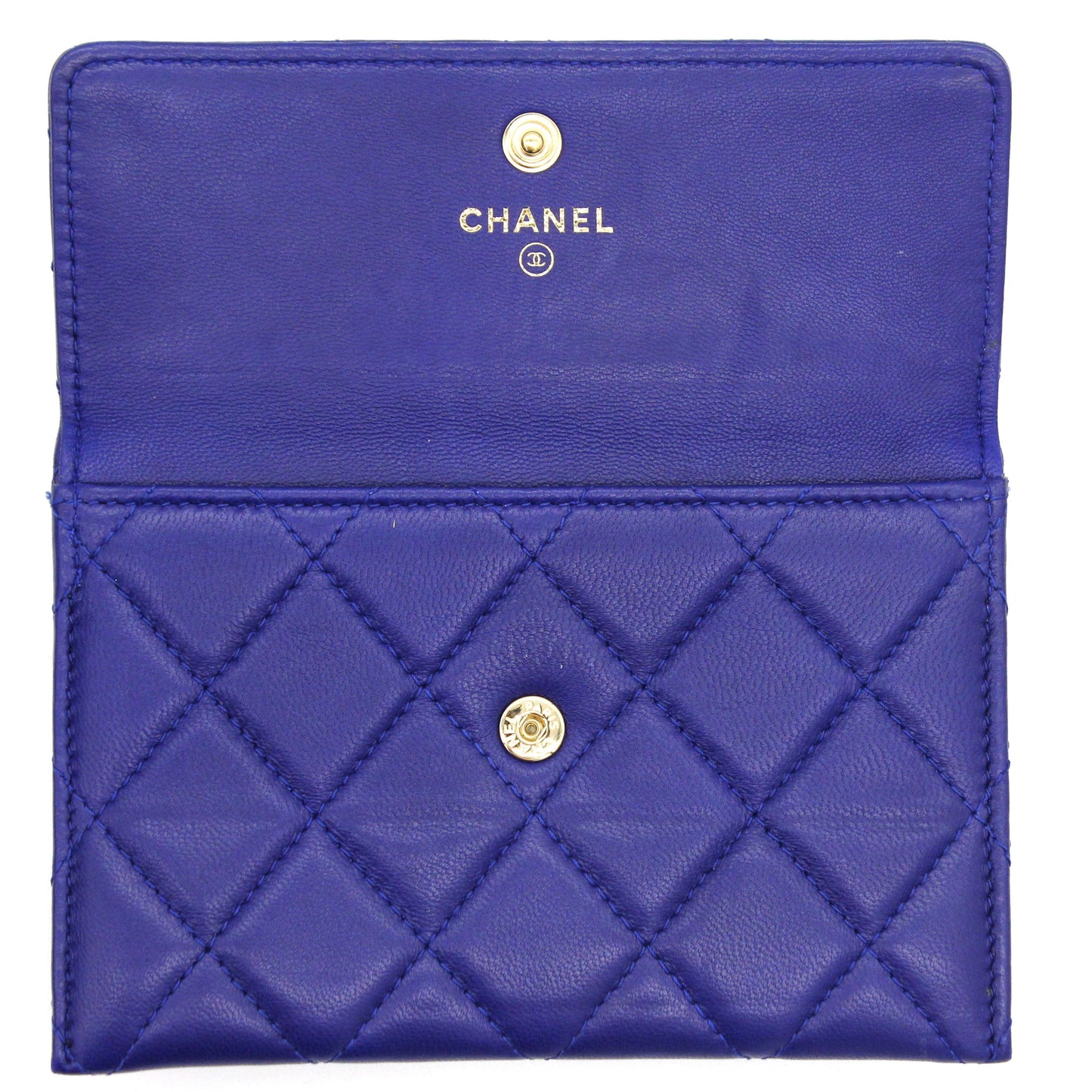 Chanel Velvet Quilted Wallet on Removable Chain Navy
