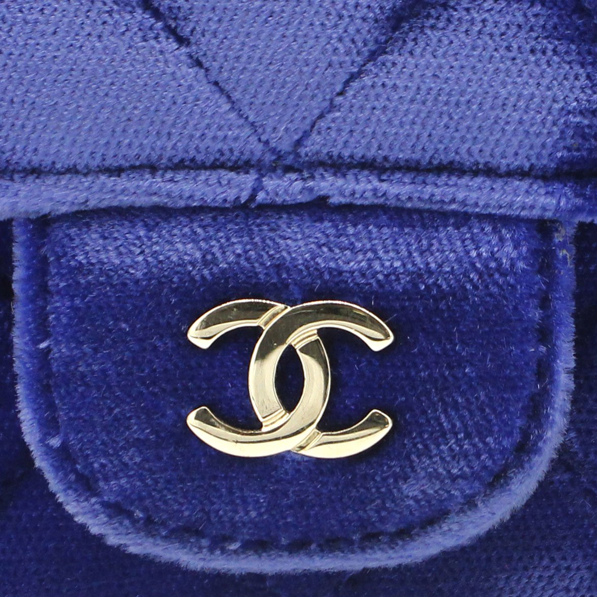 Chanel Velvet Quilted Wallet on Removable Chain Navy