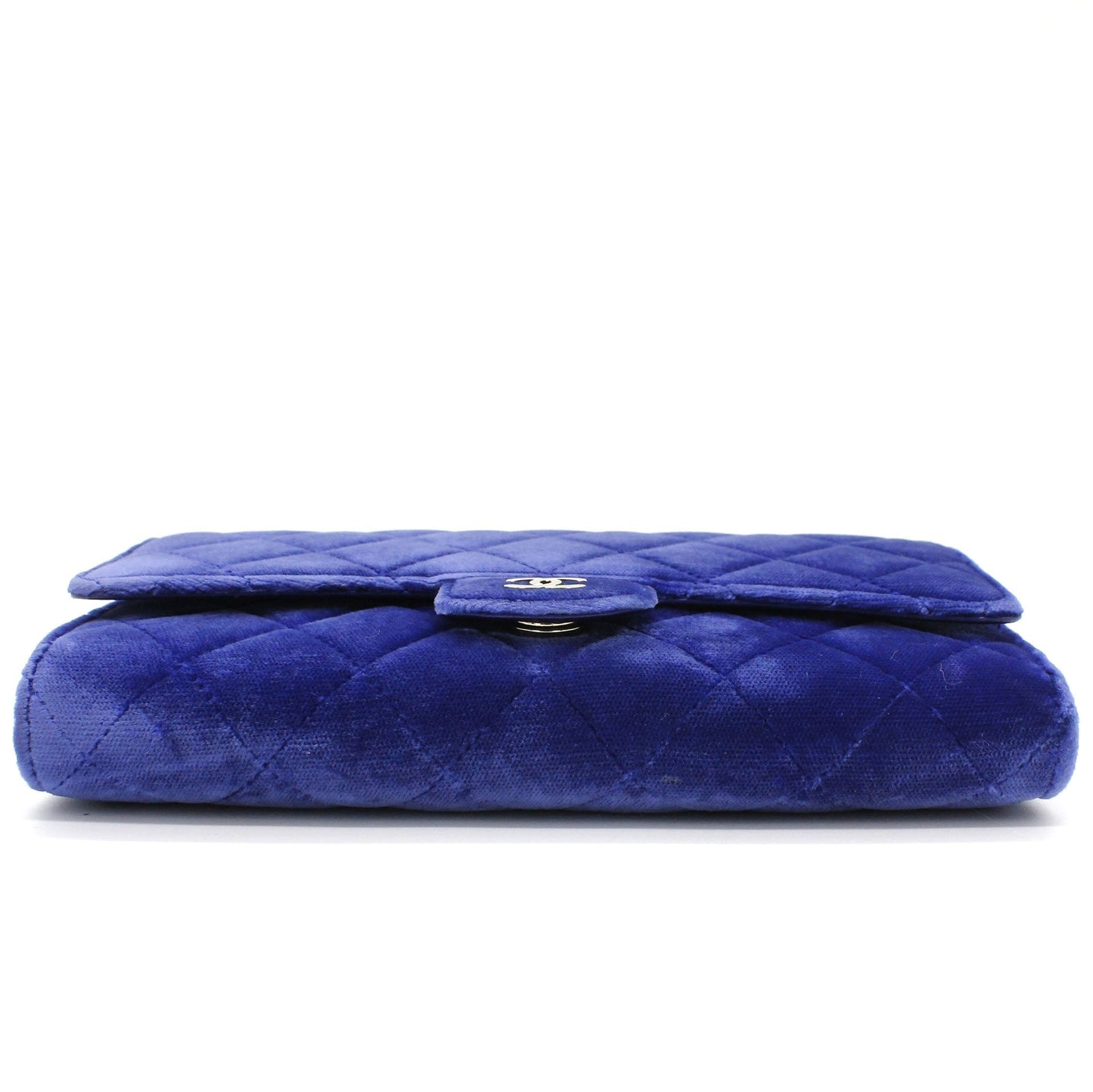 Chanel Velvet Quilted Wallet on Removable Chain Navy