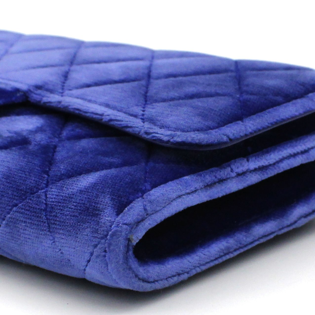 Chanel Velvet Quilted Wallet on Removable Chain Navy