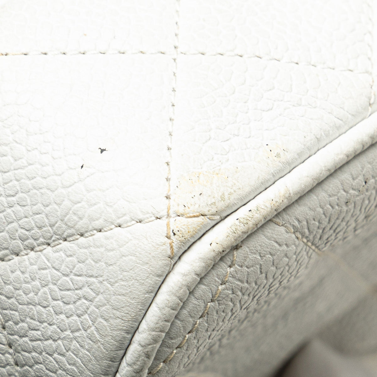 White Chanel Quilted Caviar CC Camera Bag