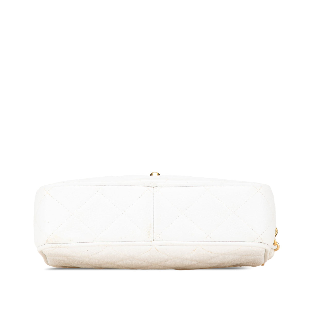 White Chanel Quilted Caviar CC Camera Bag