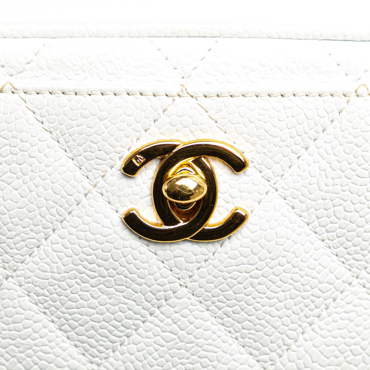 White Chanel Quilted Caviar CC Camera Bag