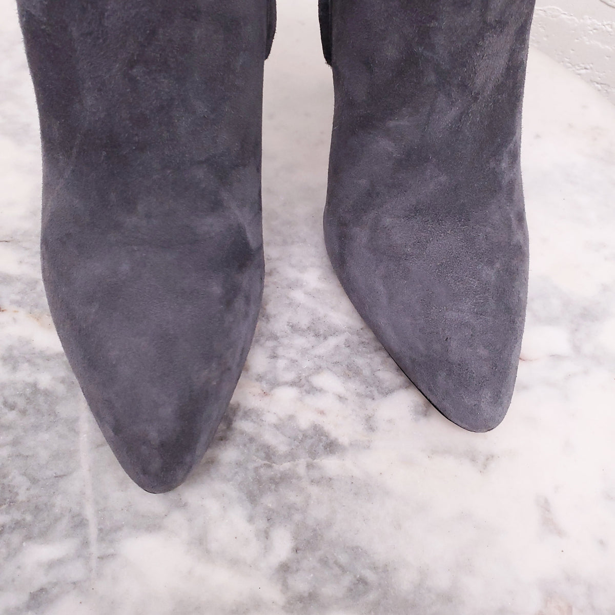 MIU MIU GREY SUEDE LACE UP BOOTIES - SIZE 37