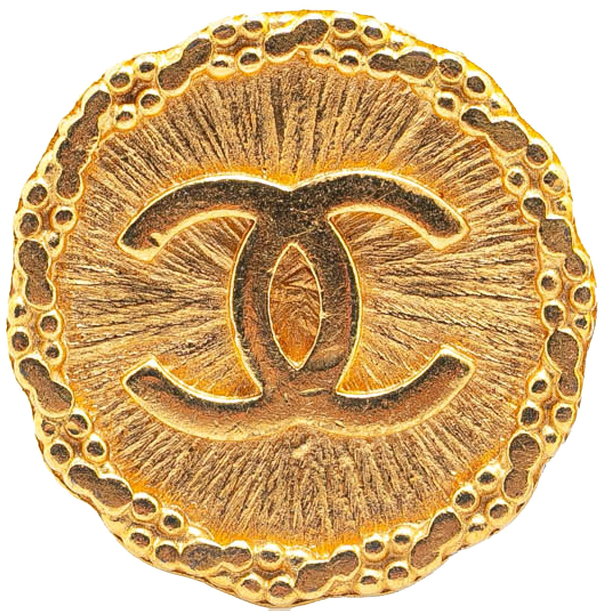 Gold Chanel Gold Plated CC Round Clip on Earrings