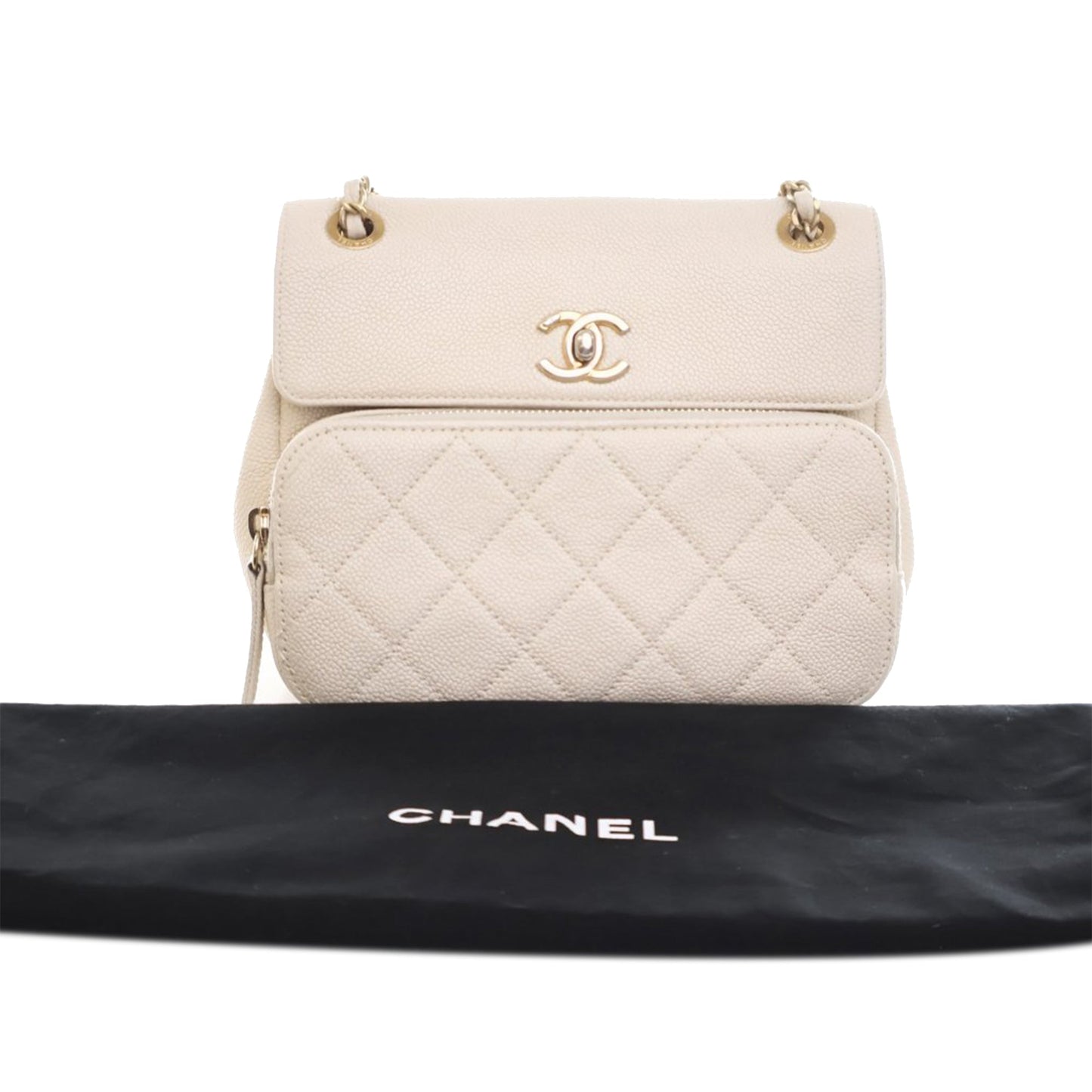 White Chanel Caviar Business Affinity Messenger Flap Crossbody Bag