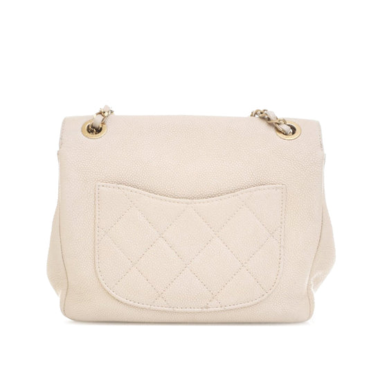 White Chanel Caviar Business Affinity Messenger Flap Crossbody Bag