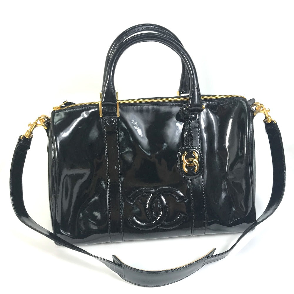 CHANEL Boston Duffel bag enamel black CC COCO Mark Women Used