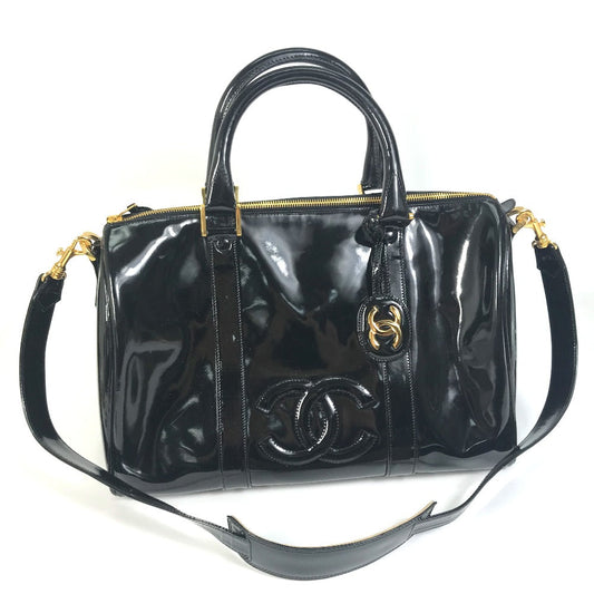 CHANEL Boston Duffel bag enamel black CC COCO Mark Women Used