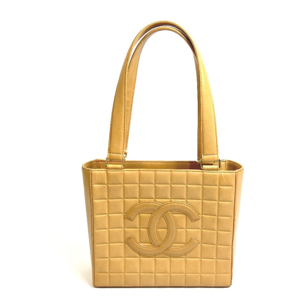 CHANEL Tote Bag A17809 Calfskin beige CCCOCO Mark Chocolate bar Women Used