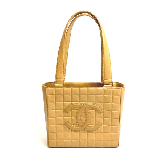 CHANEL Tote Bag A17809 Calfskin beige CCCOCO Mark Chocolate bar Women Used