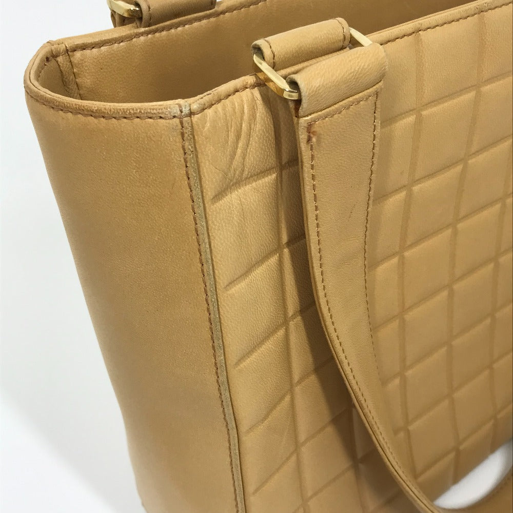 CHANEL Tote Bag A17809 Calfskin beige CCCOCO Mark Chocolate bar Women Used