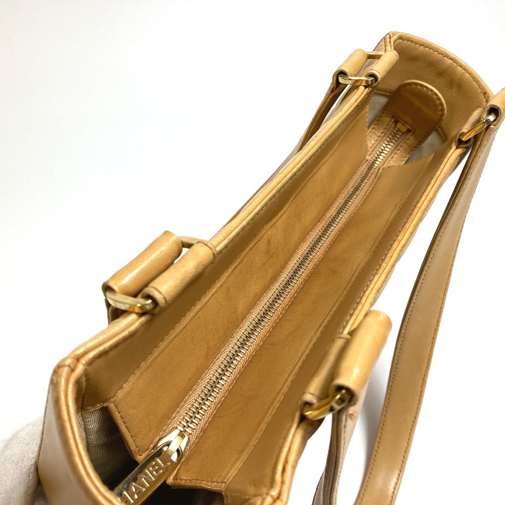 CHANEL Tote Bag A17809 Calfskin beige CCCOCO Mark Chocolate bar Women Used