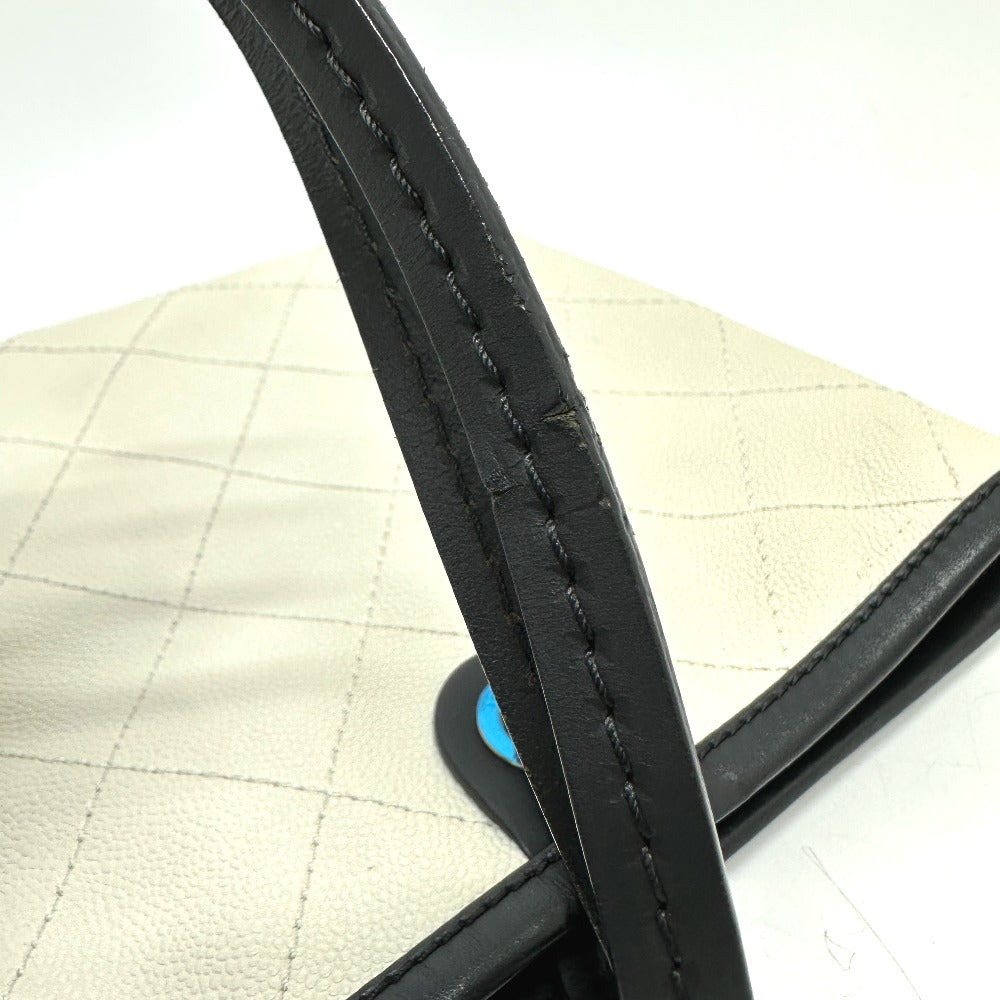 CHANEL Tote Bag Caviar skin white CC COCO Mark Matrasse Women Used