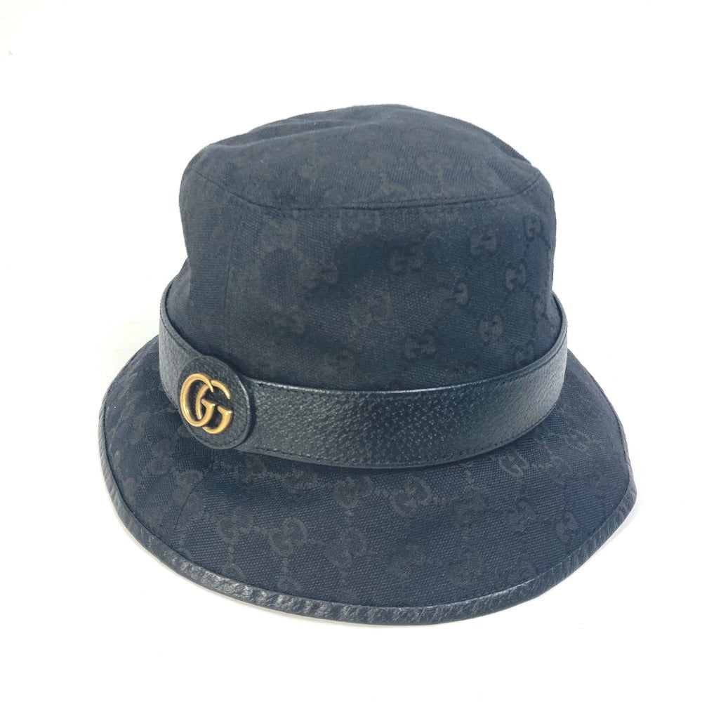 GUCCI hat 576587 GG canvas black GG Bucket hat mens M Secondhand