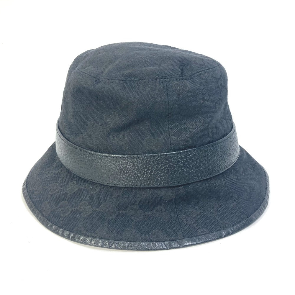 GUCCI hat 576587 GG canvas black GG Bucket hat mens M Secondhand