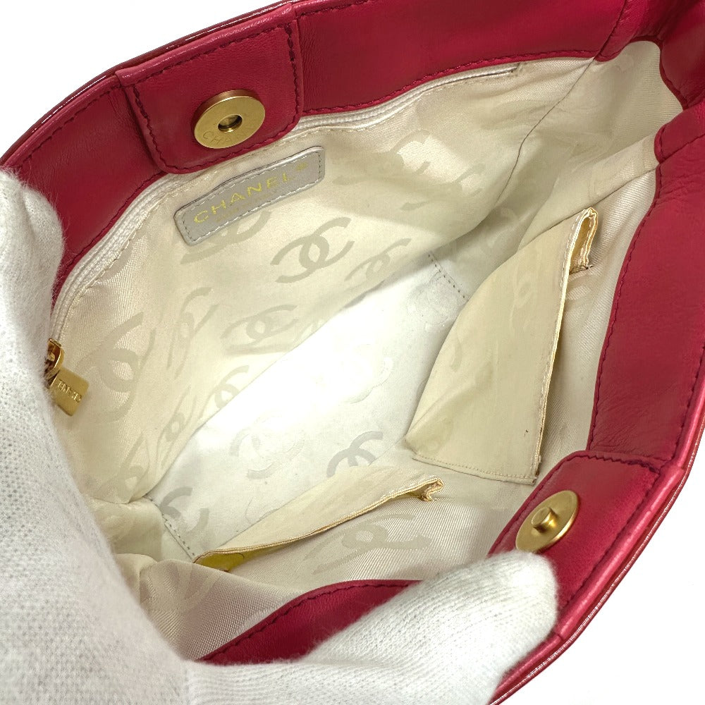 CHANEL Tote Bag enamel Red Triple COCO Mark logo Women Used