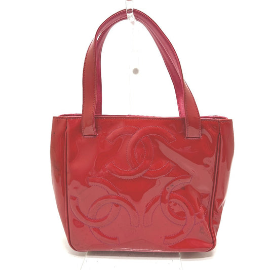 CHANEL Tote Bag enamel Red Triple COCO Mark logo Women Used