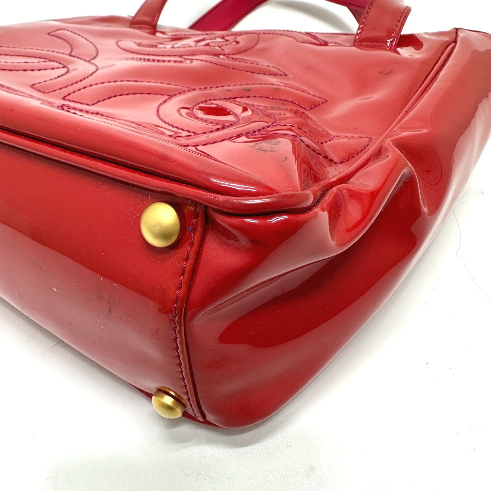 CHANEL Tote Bag enamel Red Triple COCO Mark logo Women Used