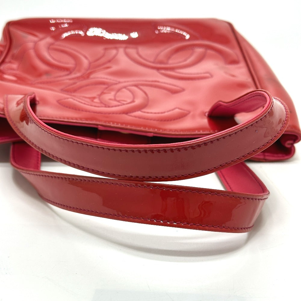 CHANEL Tote Bag enamel Red Triple COCO Mark logo Women Used