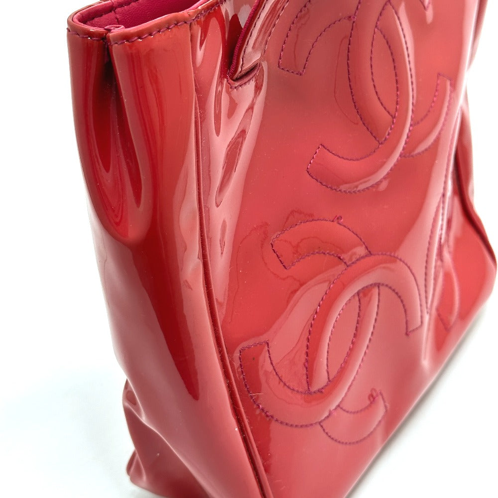 CHANEL Tote Bag enamel Red Triple COCO Mark logo Women Used