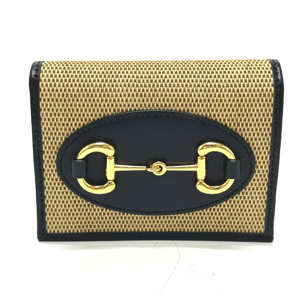 GUCCI Trifold wallet 621887 Canvas / leather beige Horsebit Women Secondhand