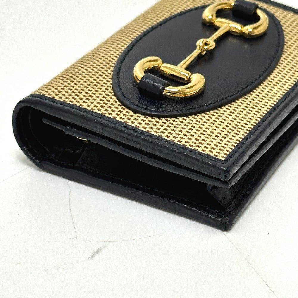 GUCCI Trifold wallet 621887 Canvas / leather beige Horsebit Women Secondhand