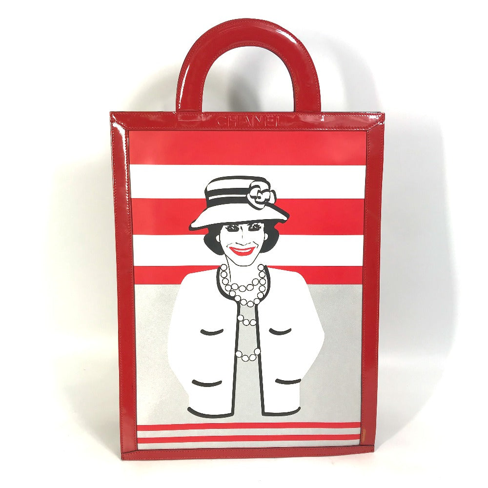 CHANEL Handbag Leather / patent leather Red Chocolate bar vertical tote bag Mademoiselle Women Used