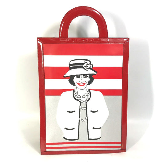 CHANEL Handbag Leather / patent leather Red Chocolate bar vertical tote bag Mademoiselle Women Used