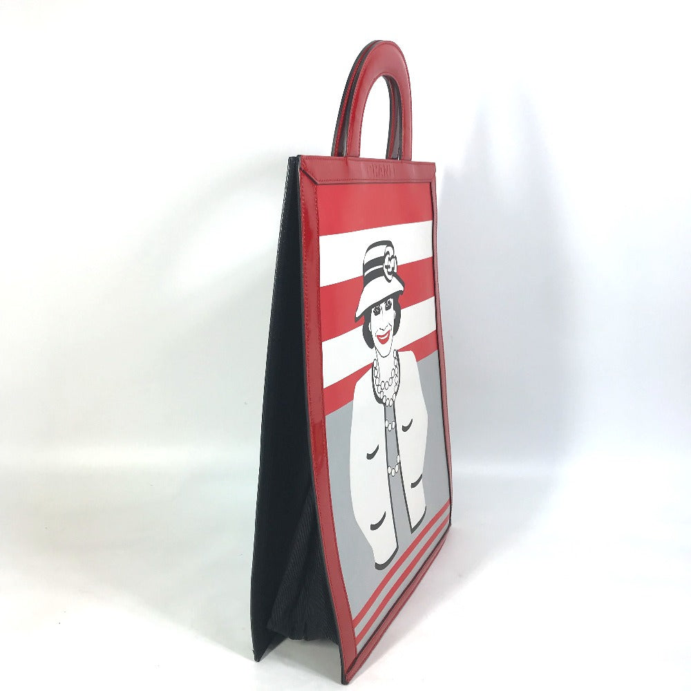 CHANEL Handbag Leather / patent leather Red Chocolate bar vertical tote bag Mademoiselle Women Used