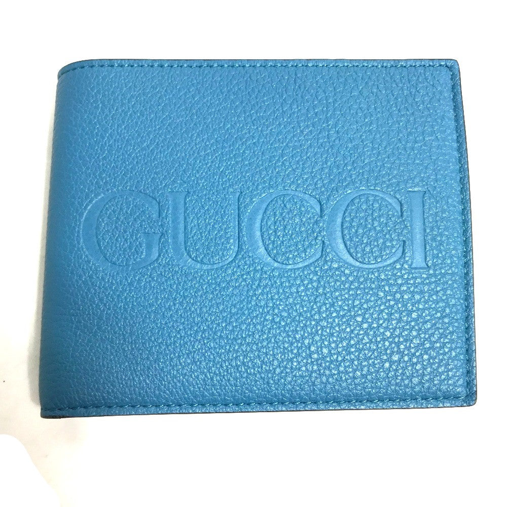 GUCCI Folded wallet 658681 leather blue logo Wallet mens Secondhand